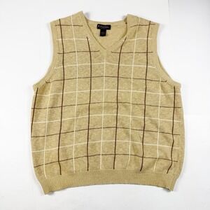 Brooks Brothers Men's Tan Brown Linen Cotton Blend Sweater Vest L